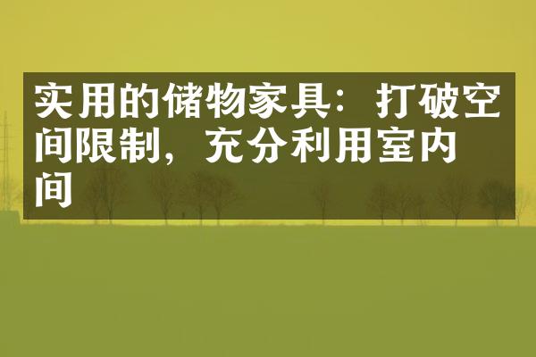 实用的储物家具：打破空间限制，充分利用室内空间