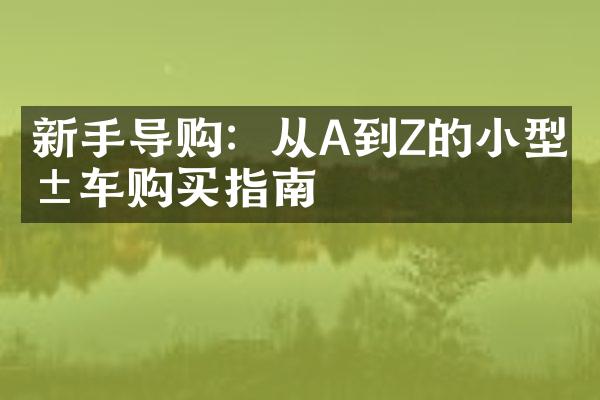 新手导购：从A到Z的小型汽车购买指南