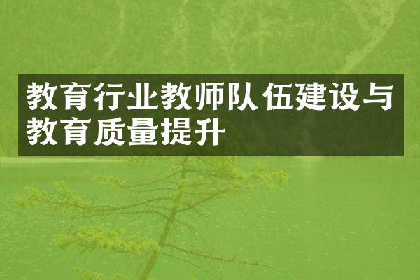 教育行业教师队伍建设与教育质量提升