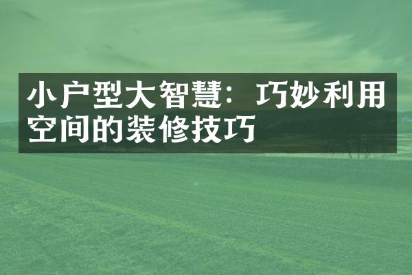 小户型大智慧：巧妙利用空间的装修技巧