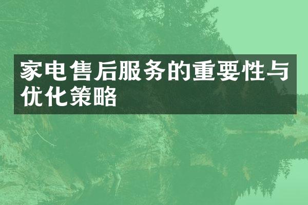 家电售后服务的重要性与优化策略