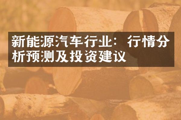 新能源汽车行业：行情分析预测及投资建议