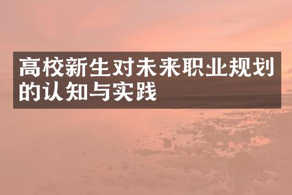 高校新生对未来职业规划的认知与实践