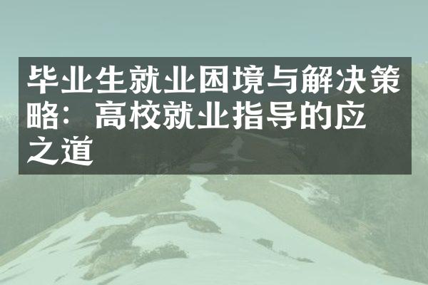 毕业生就业困境与解决策略：高校就业指导的应对之道