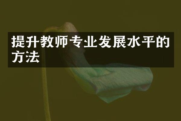 提升教师专业发展水平的方法