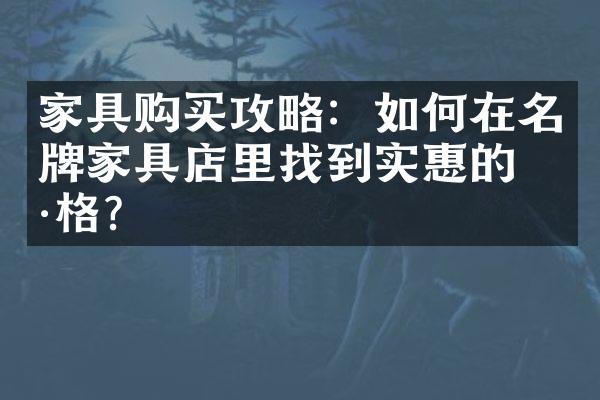 家具购买攻略：如何在名牌家具店里找到实惠的价格？