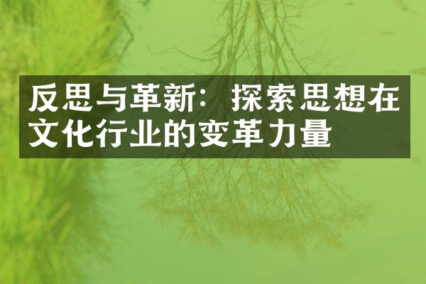 反思与革新：探索思想在文化行业的变革力量