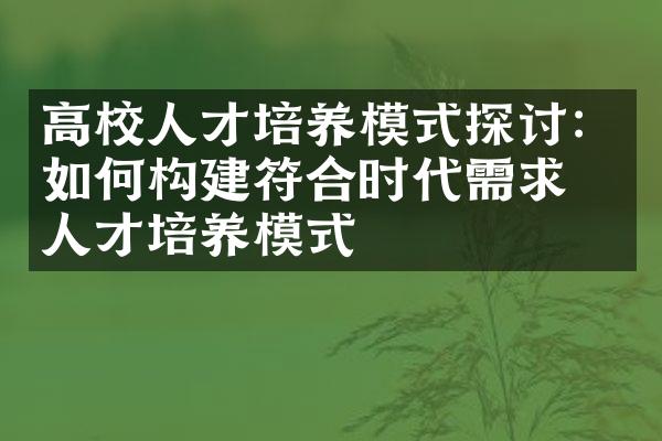 高校人才培养模式探讨：如何构建符合时代需求的人才培养模式