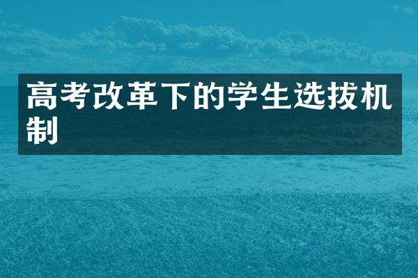 高考改革下的学生选拔机制