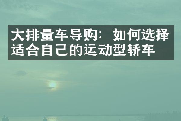 排量车导购：如何选择适合自己的运动型轿车？