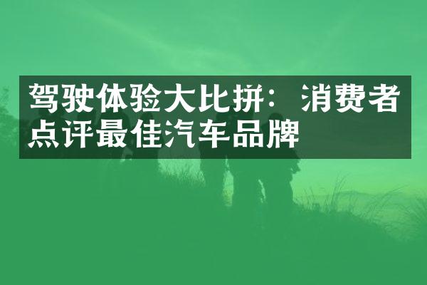 驾驶体验大比拼：消费者点评最佳汽车品牌