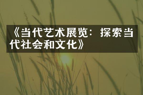 《当代艺术展览：探索当代社会和文化》