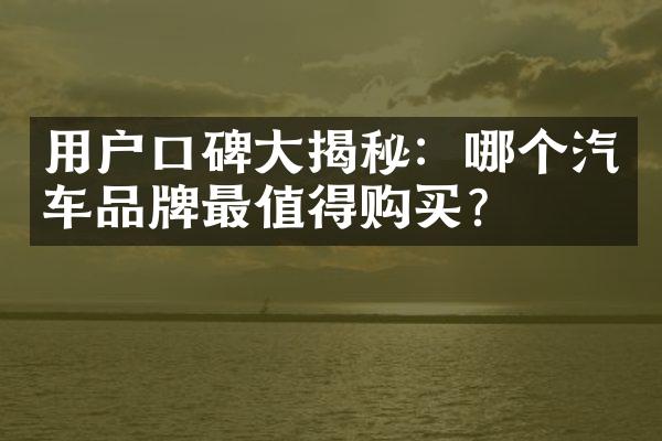 用户口碑揭秘：哪个汽车品牌最值得购买？