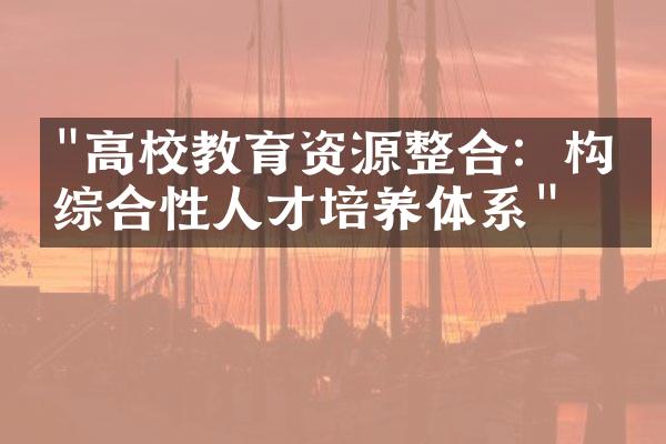 "高校教育资源整合：构建综合性人才培养体系"