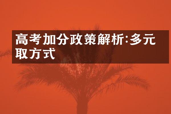 高考加分政策解析:多元录取方式