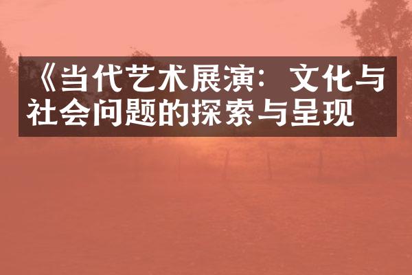 《当代艺术展演：文化与社会问题的探索与呈现》