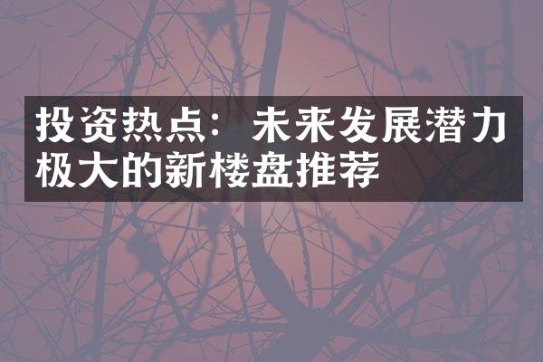 投资热点：未来发展潜力极大的新楼盘推荐