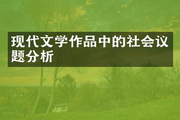 现代文学作品中的社会议题分析