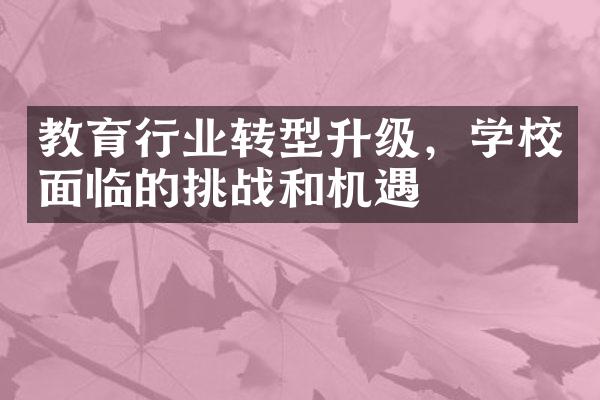 教育行业转型升级，学校面临的挑战和机遇