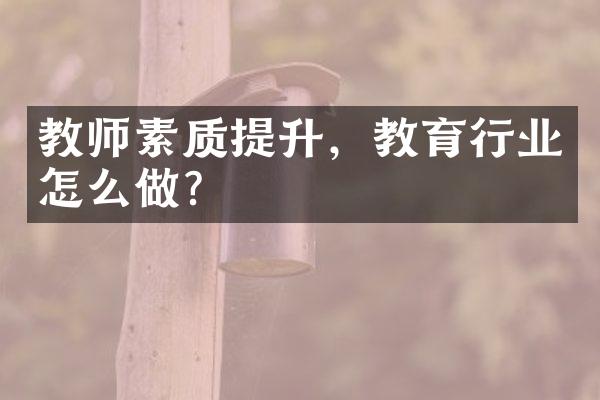 教师素质提升，教育行业怎么做？