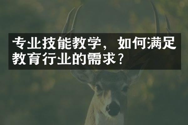 专业技能教学，如何满足教育行业的需求？