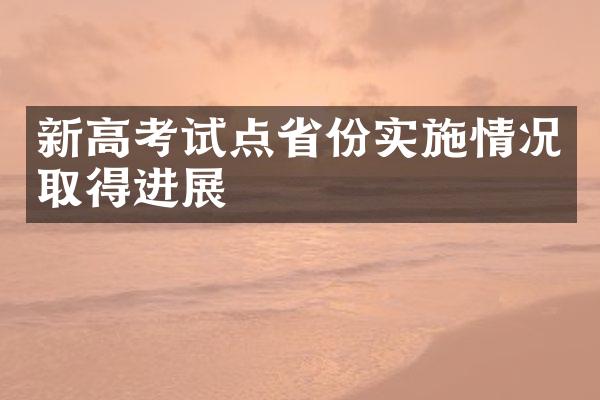 新高考试点省份实施情况取得进展