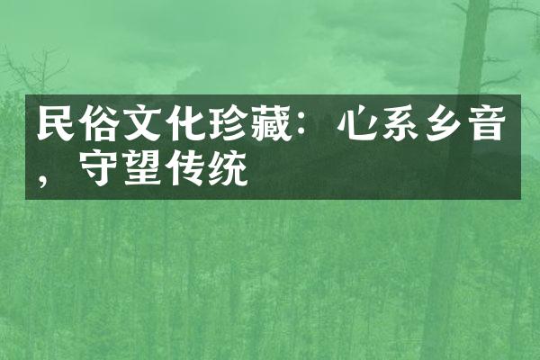 民俗文化珍藏：心系乡音，守望传统