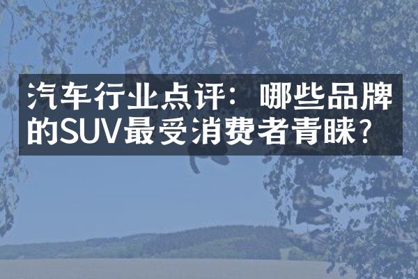 汽车行业点评：哪些品牌的SUV最受消费者青睐？