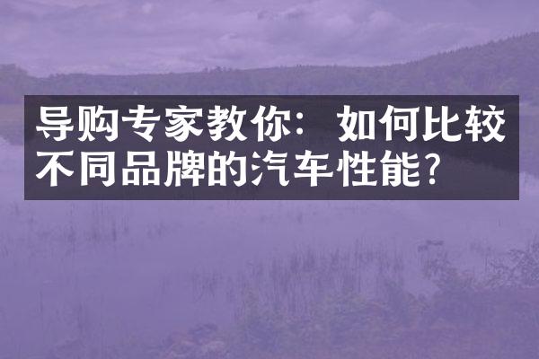 导购专家教你：如何比较不同品牌的汽车性能？