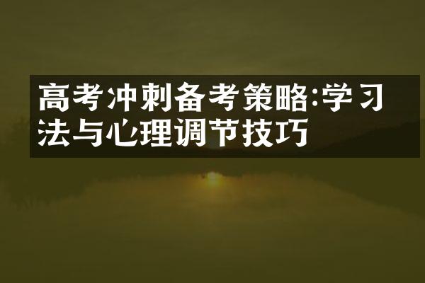 高考冲刺备考策略:学习方法与心理调节技巧