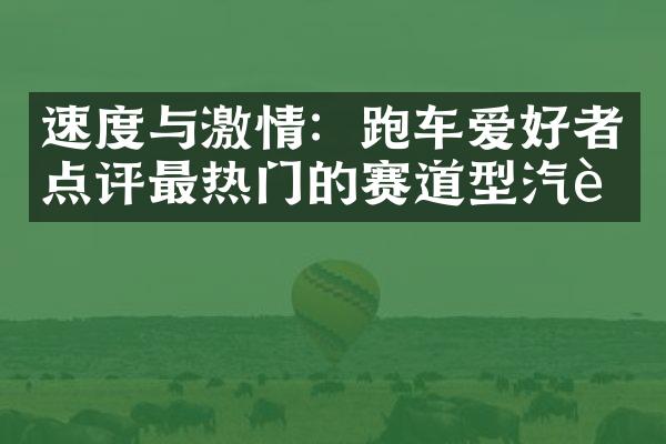 速度与激情：跑车爱好者点评最热门的赛道型汽车