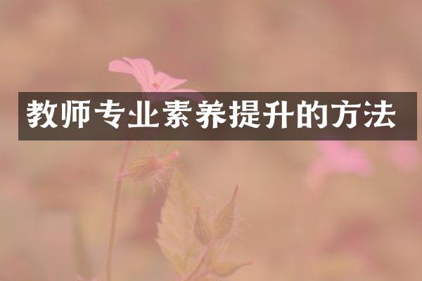 教师专业素养提升的方法