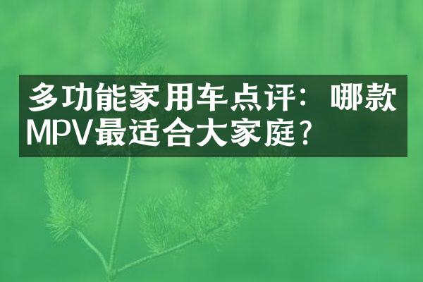 多功能家用车点评：哪款MPV最适合大家庭？