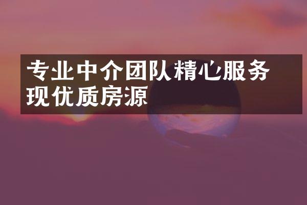 专业中介团队精心服务 呈现优质房源