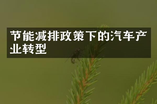 节能减排政策下的汽车产业转型