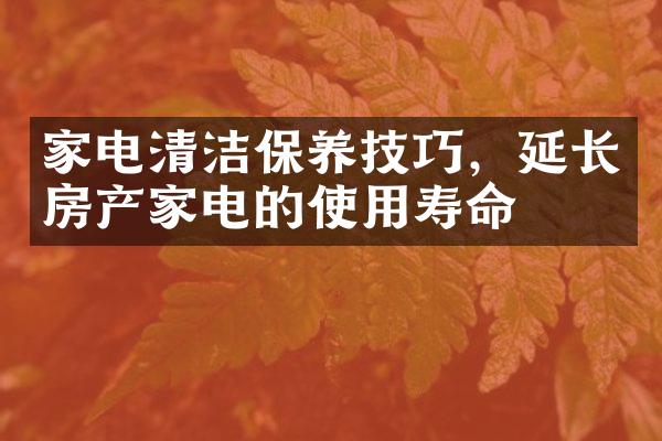 家电清洁保养技巧，延长房产家电的使用寿命