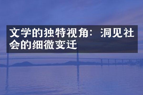 文学的独特视角：洞见社会的细微变迁