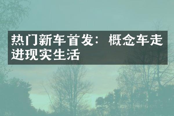 热门新车首发：概念车走进现实生活