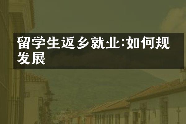 留学生返乡就业:如何规划发展