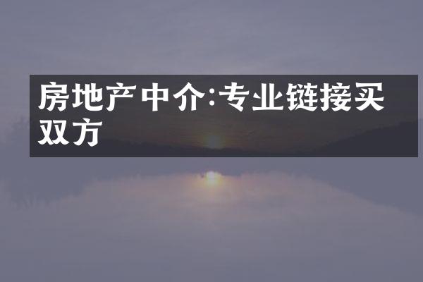 房地产中介:专业链接买卖双方