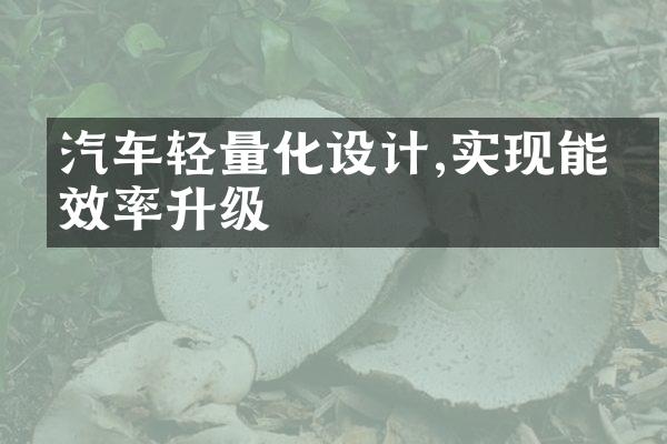 汽车轻量化设计,实现能源效率升级