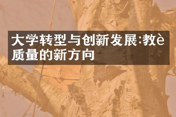 大学转型与创新发展:教育质量的新方向