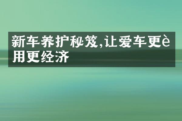 新车养护秘笈,让爱车更耐用更经济