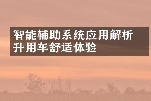 智能辅助系统应用解析 提升用车舒适体验