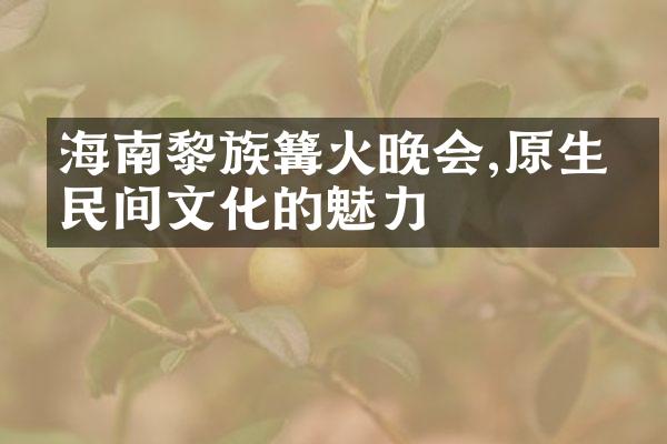 海南黎族篝火晚会,原生态民间文化的魅力