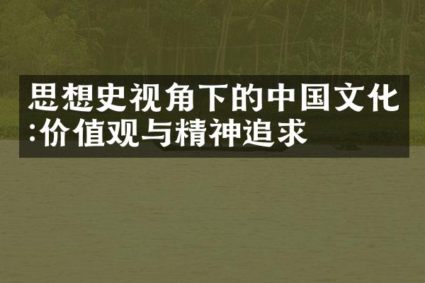 思想史视角下的中国文化:价值观与精神追求