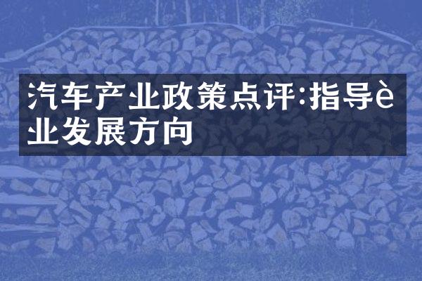 汽车产业政策点评:指导行业发展方向