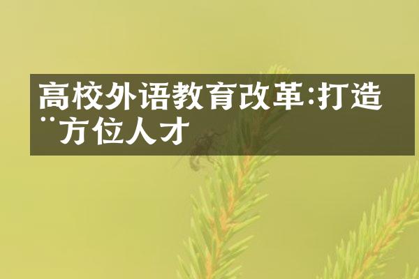 高校外语教育改革:打造全方位人才