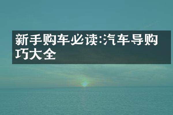 新手购车必读:汽车导购技巧全