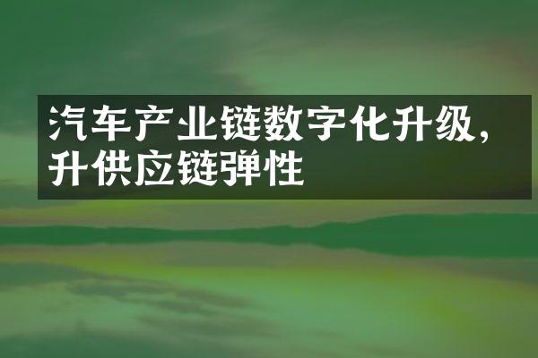 汽车产业链数字化升级,提升供应链弹性